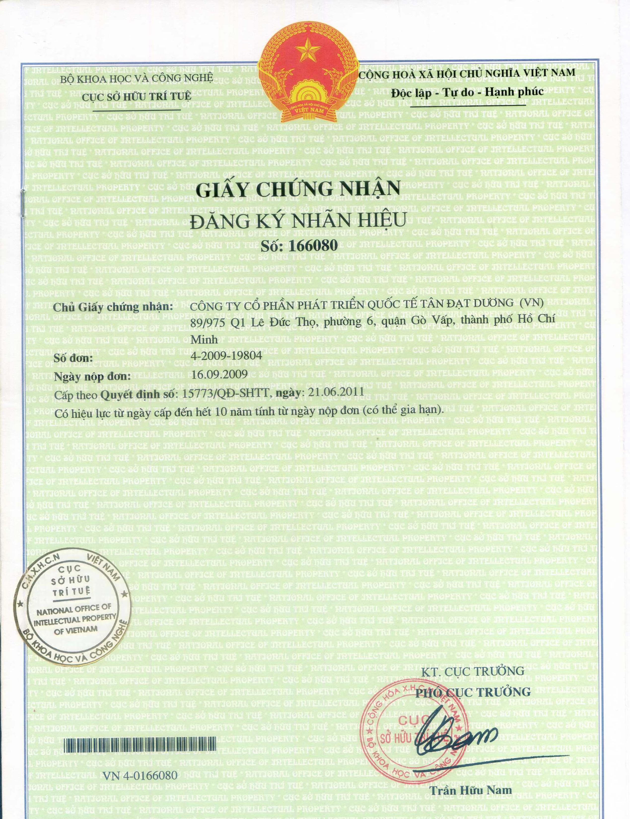 GCN đăng ký nhãn hiệu Bio